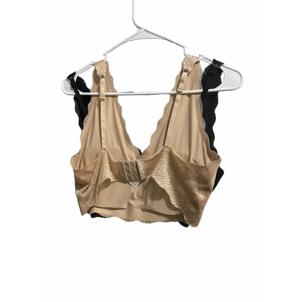Sophie B Bralette Bundle Women's XL Black Tan Light Padded 2 Bras Undergarments